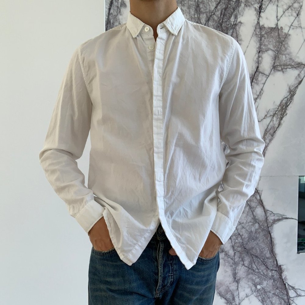 *SOLD* Slim Untucked White Button Up Cotton